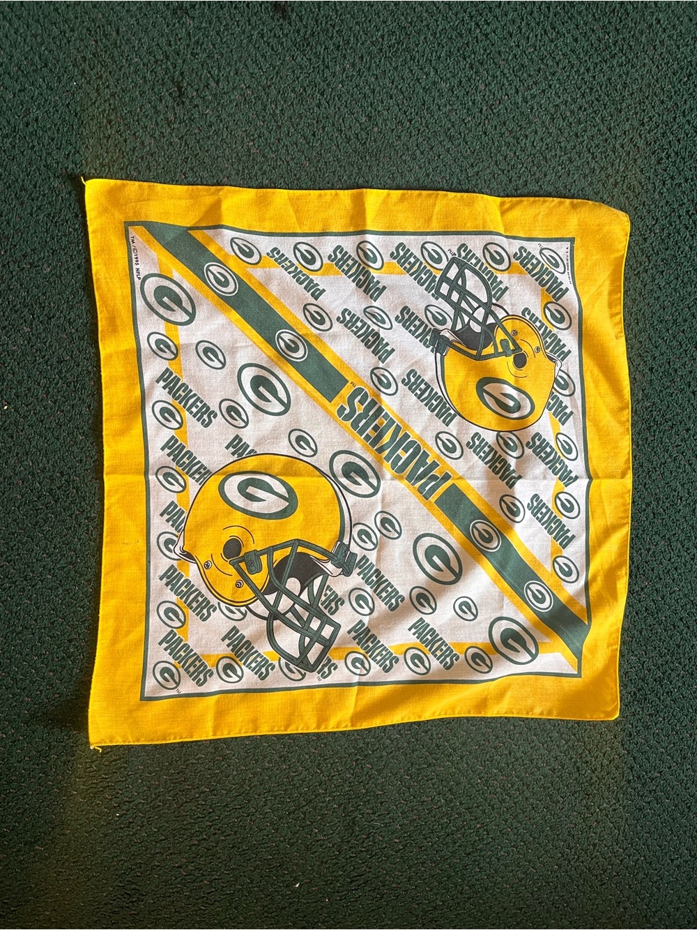 Vintage 1995 90’s Green Bay Packers Bandana Scarf Hankerchief NFL